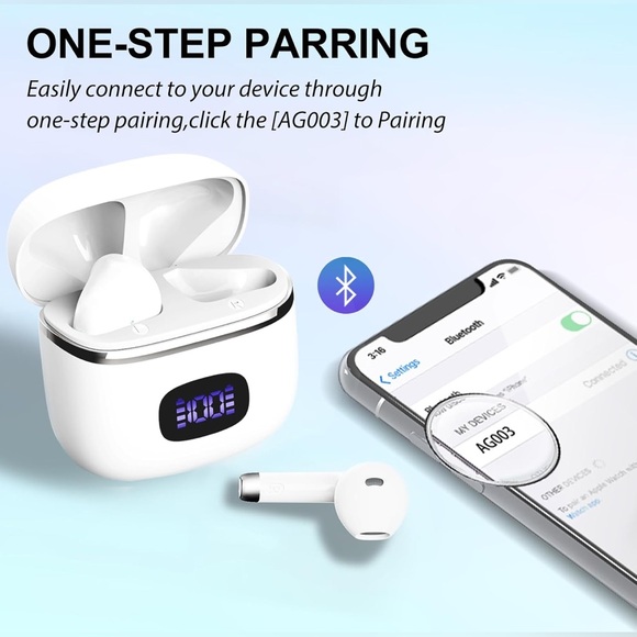 Bluetooth Earbuds w/ LED Display, 40-hour Playtime, IPX5 Waterproof - Picture 3 of 8